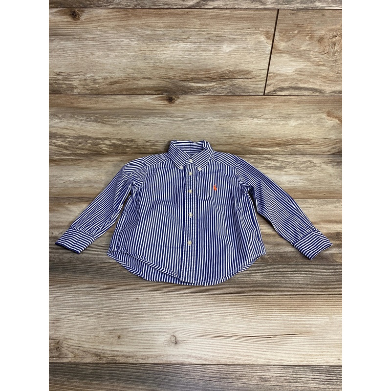 Ralph Lauren Striped Button Down Shirt Navy sz 3T Navy 3T