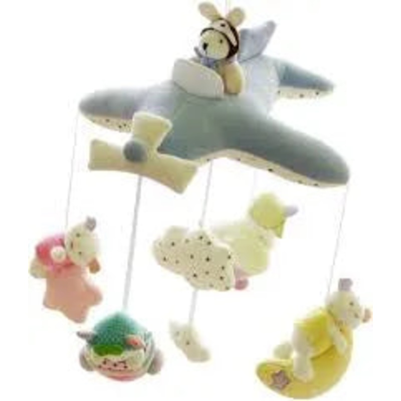SHILOH Baby Plush Musical Crib Mobile, Blue Plane