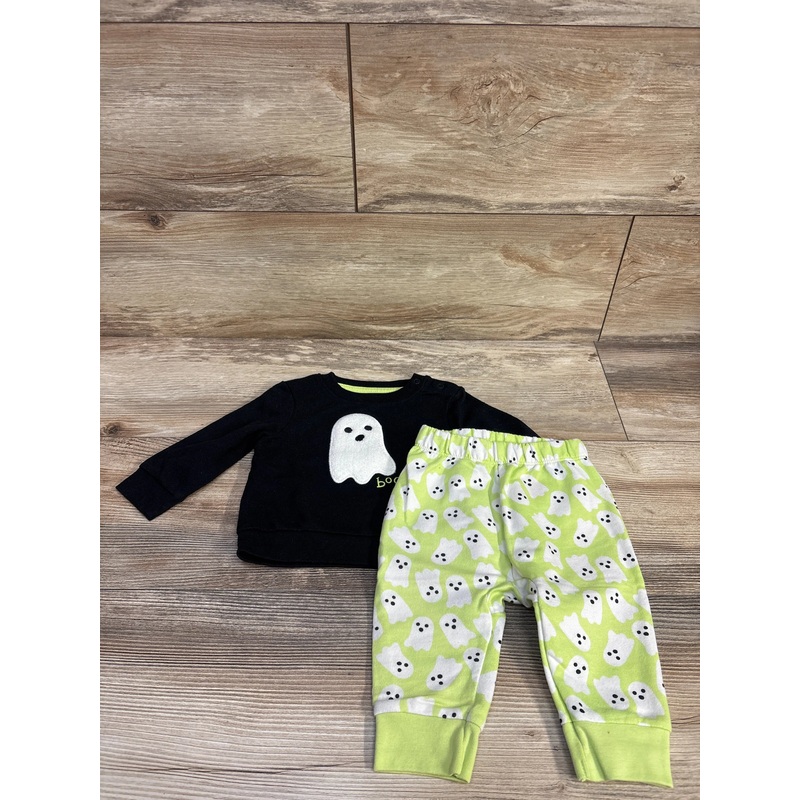 Cat & Jack 2pc Boo Sweatshirt & Jogger Set Black sz 3-6m Black 3m