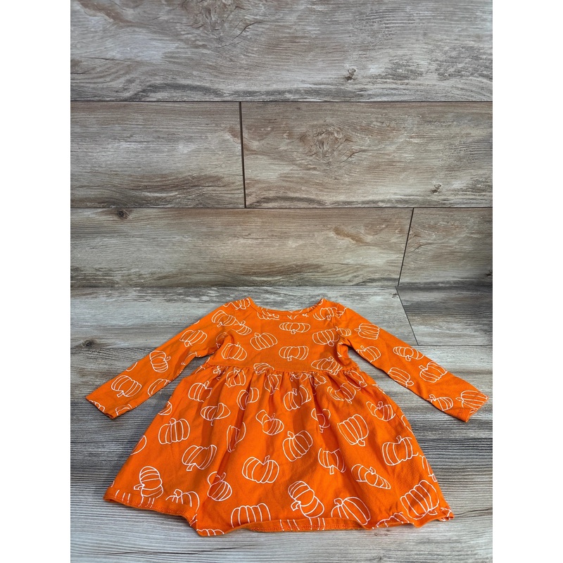 Cat & Jack Pumpkin Print Dress Orange sz 2T Orange 2T