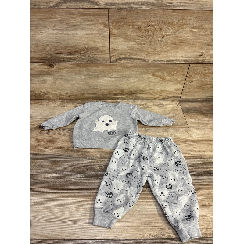 Chick Pea 2pc Boo Sweatshirt & Pants Grey sz 6-9m Grey 6m