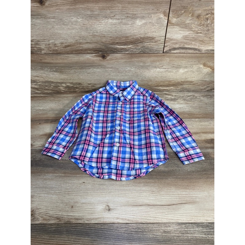 Children’s Place Plaid Button Up Shirt Blue sz 3T Blue 3T