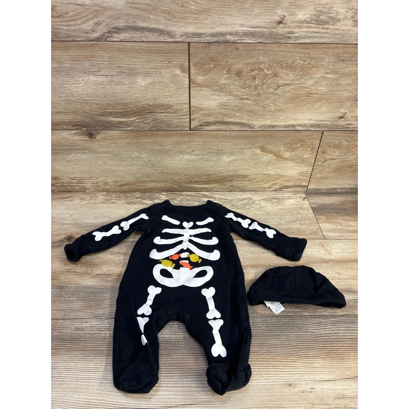 Just One You 2pc Skeleton Bone Coverall & Hat Black sz 3m Black 3m