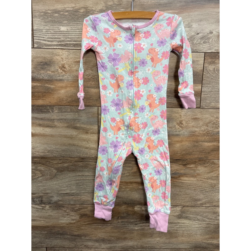 Kid’s Headquarters Floral Dinosaur Print Footless Sleeper Mint sz 3T Green 3T Girls