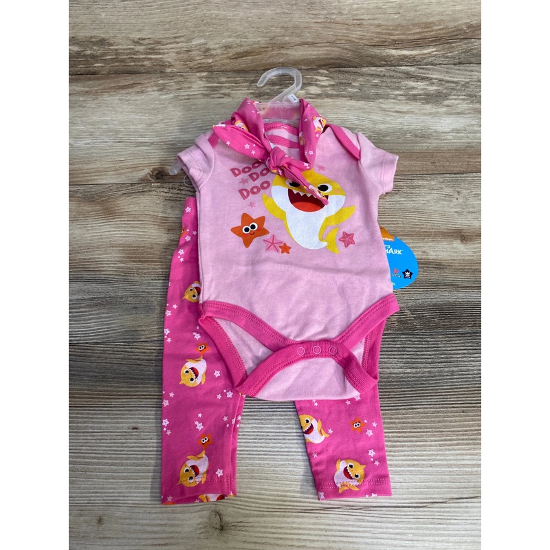 NEW Pinkfong 3pc Baby Shark Bodysuit Set Pink sz 0-3m Pink Newborn