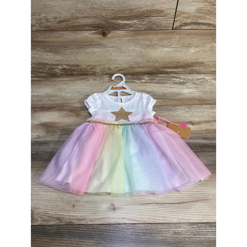 NEW Young Hearts 2pc Sequin Star Tulle Dress White sz 3-6m White 3m