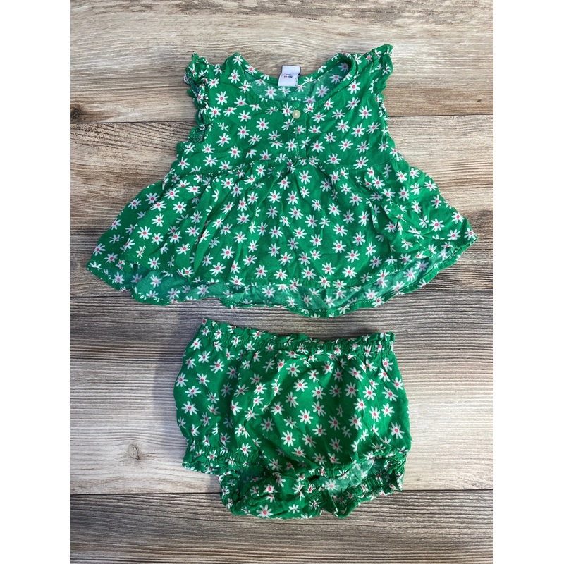 Old Navy 2pc Floral Top & Short Set Green sz 12-18m Green 12m