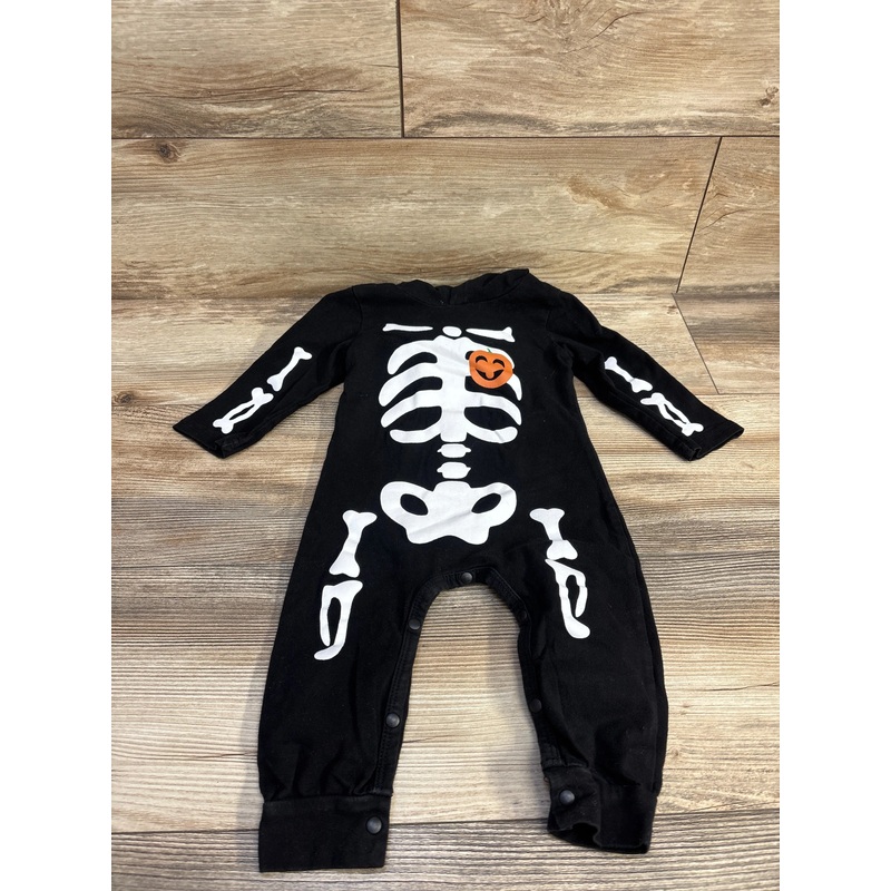 Skeleton & Pumpkin Hooded Coverall Black sz 12-18m Black 12m