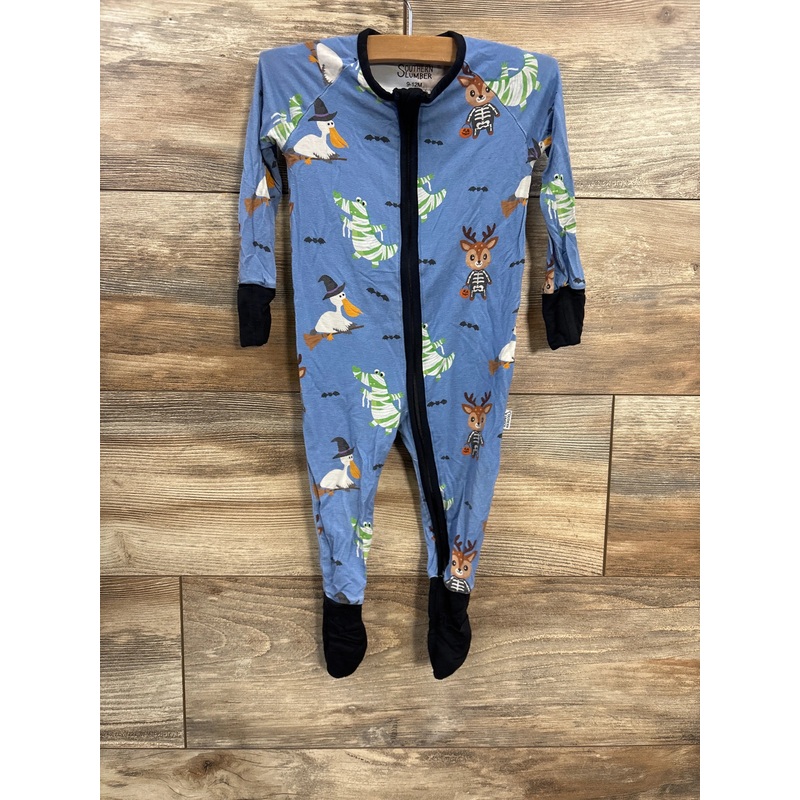 Southern Slumber Spooky Season Halloween Footie Pajamas Blue sz 9-12m Blue 9m