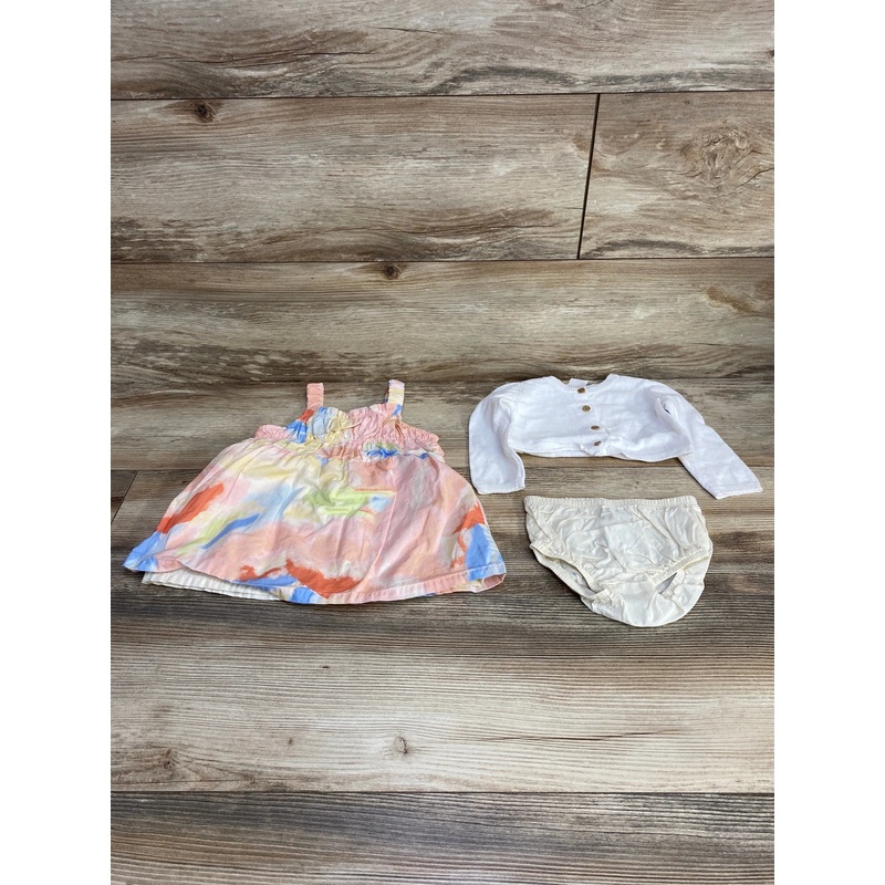 Carter’s 3pc Smocked Dress & Cardigan White/Pink sz 6m Pink 6m