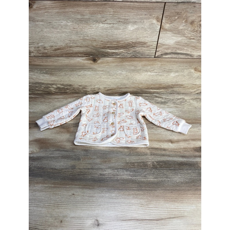 Cat & Jack Bunny Print Quilted Jacket Cream sz 12m White 12m
