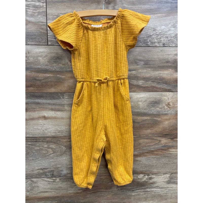 Cat & Jack Short Sleeve Knit Jumpsuit Mustard sz 3T Gold 3T Girls