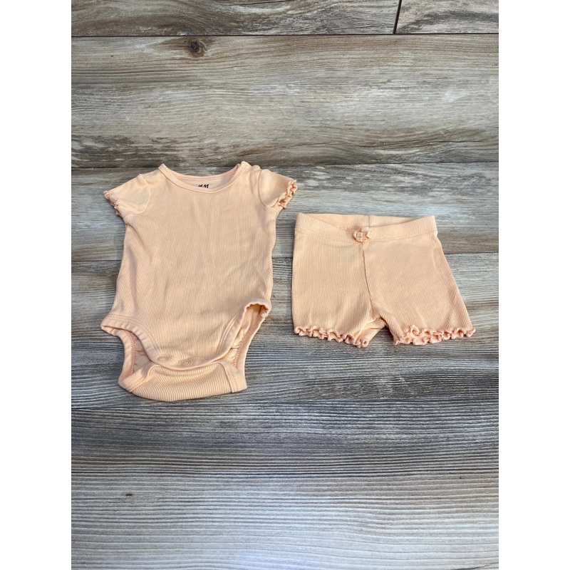H&M 2pc Ribbed Bodysuit & Shorts Orange sz 3m Orange 3m