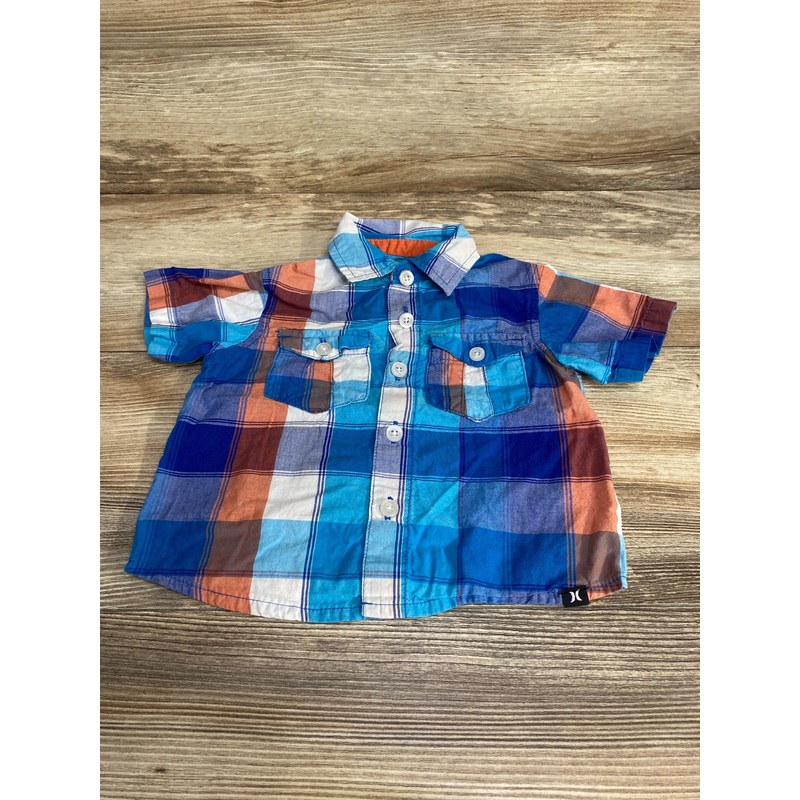 Hurley Plaid Button Up Shirt Blue sz 12m Blue 12m