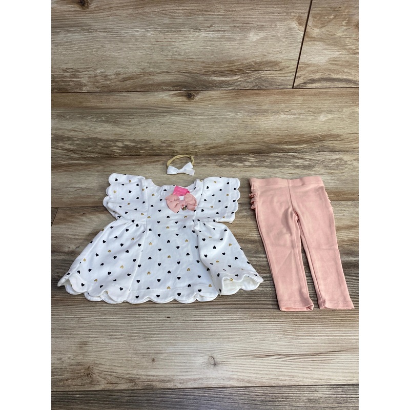Isaac Mizrahi 3pc Heart Print Top & Leggings White sz 3-6m White 3m