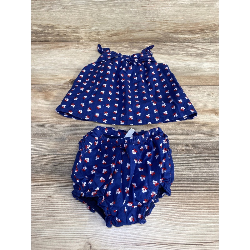 Janie and Jack 2pc Floral Matching Set Navy sz 0-3m Navy Newborn