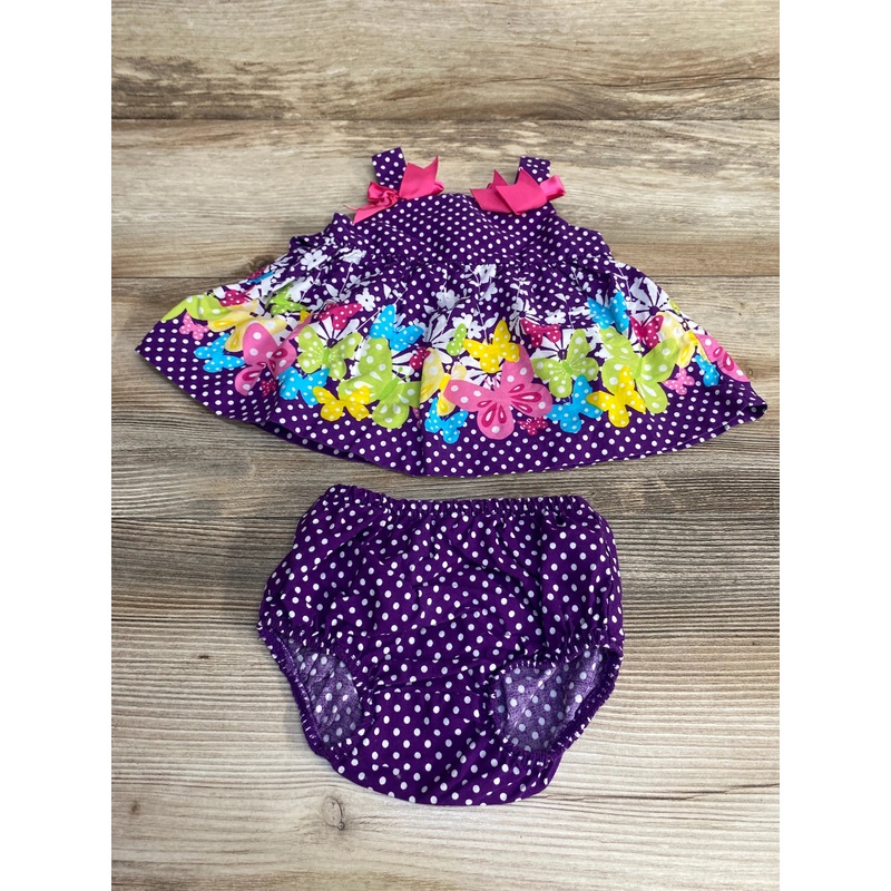 Jessica Ann 2pc Polka Dot Dress & Bloomer Purple sz 0-3m Purple Newborn