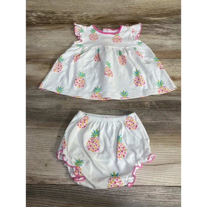 Kissy Love 2pc Pineapple Dress & Bloomers White sz 6-9m White 6m