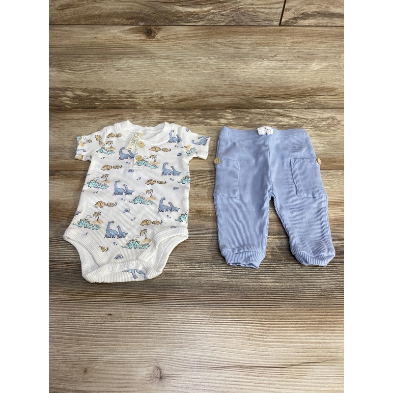 Liam & James 2pc Dino Bodysuit & Pants White sz 3-6m White 3m