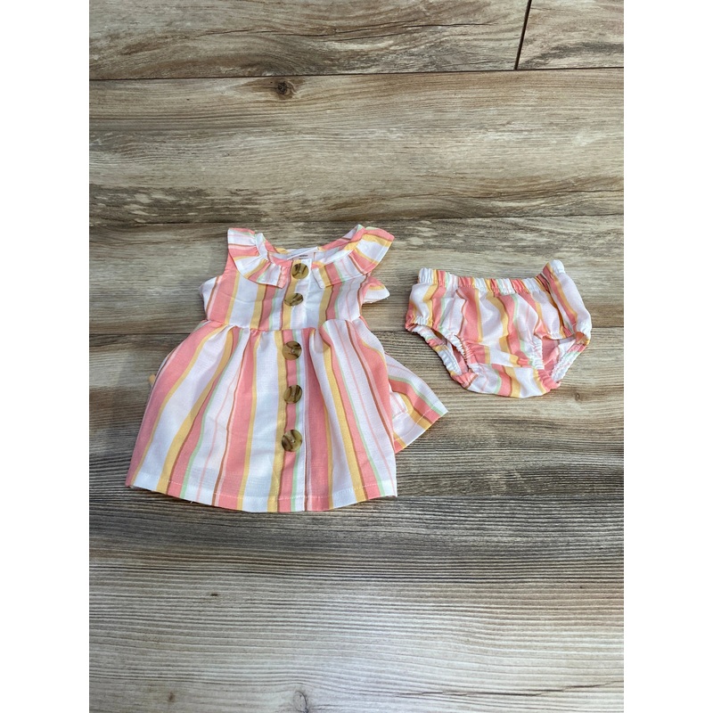 Little Lass 2pc Striped Dress & Bloomers Pink sz 0-3m Pink Newborn