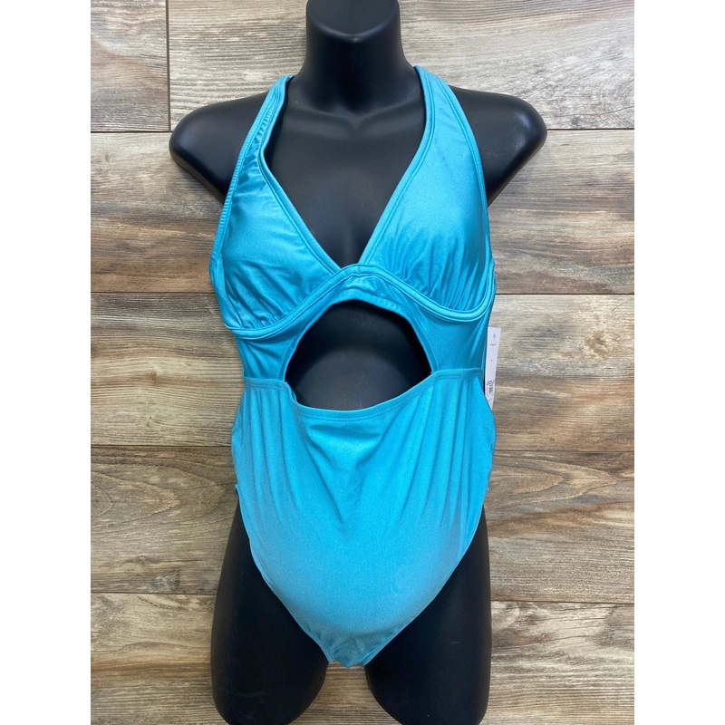 NEW Isabel Maternity 1pc Cutout Swimsuit Blue sz Medium Blue Maternity Medium