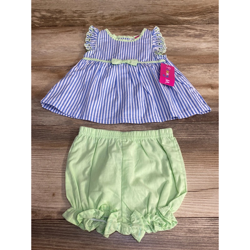 NEW Penny M 2pc Striped Dress & Bloomers Blue sz 3-6m Blue 3m