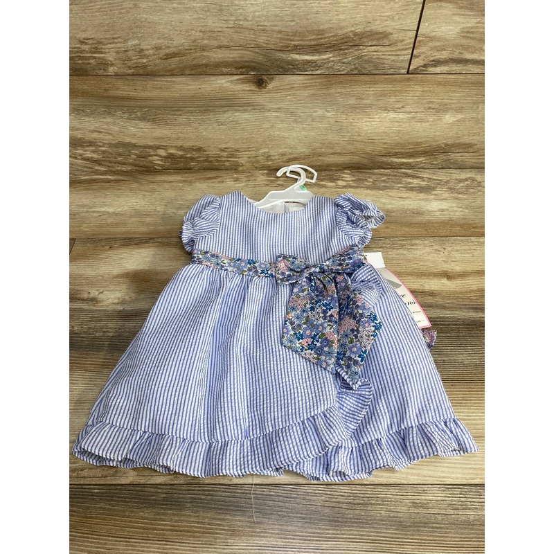 NEW Rare Editions 3pc Striped Dress & Bloomers Blue sz 18m Blue 18m