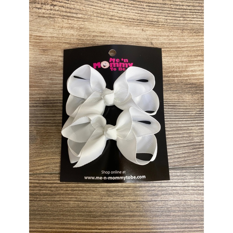 NEW Solid Hair Bows 2pk, White