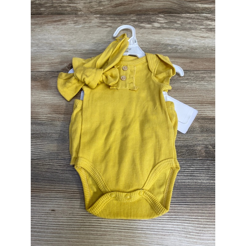 NEW Sterling Baby 3pc Ribbed Bodysuit Set Yellow sz 3m Yellow 3m