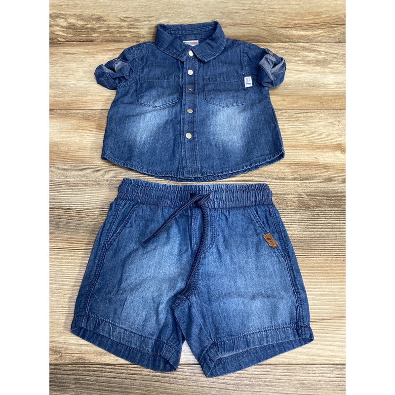 Prenatal 2pc Chambray Shirt & Shorts Blue sz 3-6m Blue 3m