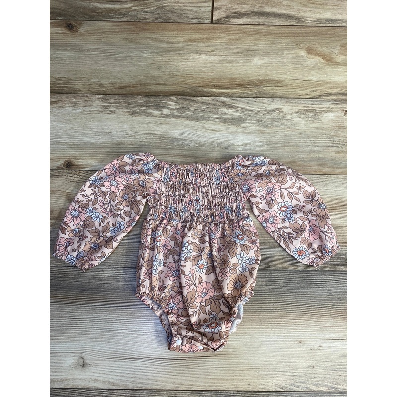 Shein Smocked Floral Romper Beige sz 6-9m Beige 6m
