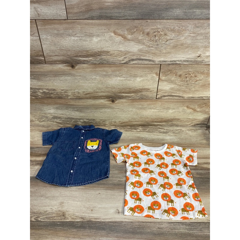 St. Bernard For Dunnes Stores 2pk Lion Shirts Blue/White sz 18-23m Blue 18m
