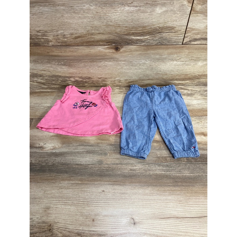 Tommy Hilfiger 2pc Embroidered Top & Pants Pink sz 3-6m Pink 3m