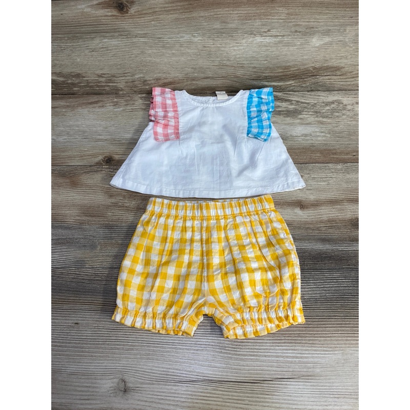 Tucker + Tate 2pc Gingham Ruffle Top & Shorts White sz 3m White 3m