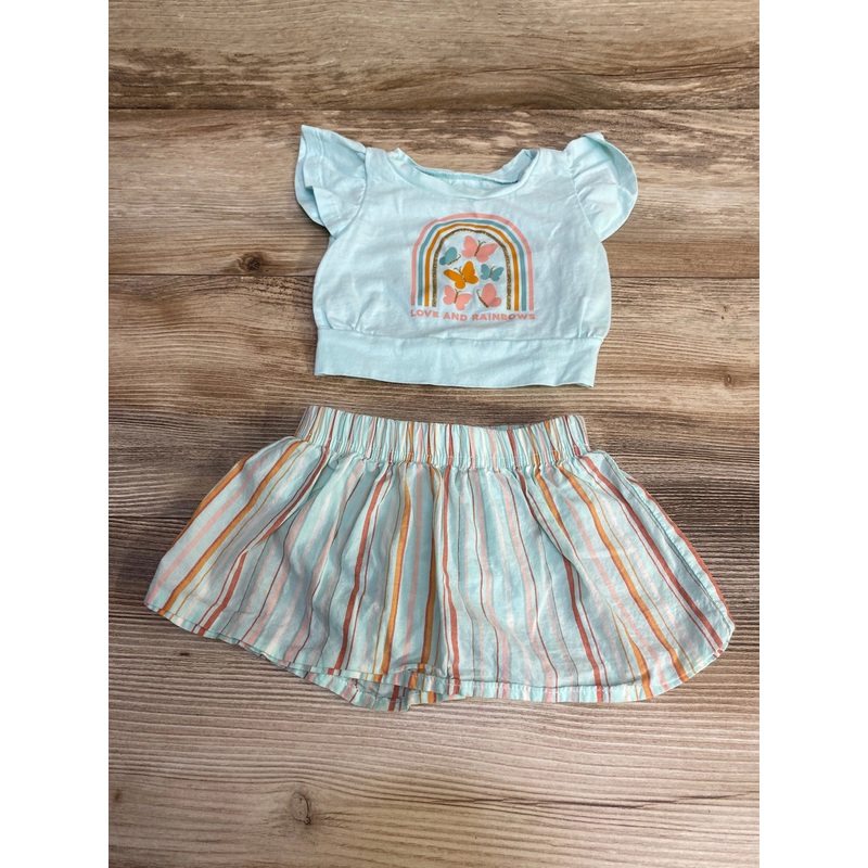 Carter’s 2pc Shirt & Striped Skort Mint sz 3m Blue 3m
