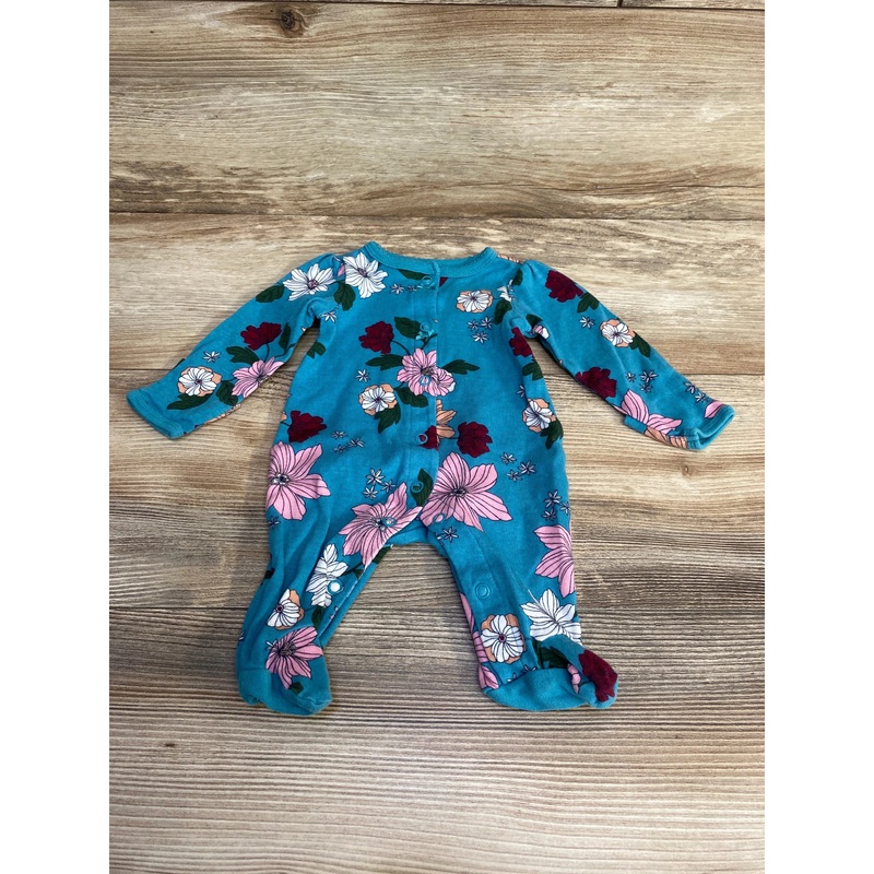 Carter’s Floral Sleeper Blue sz Newborn Blue Newborn