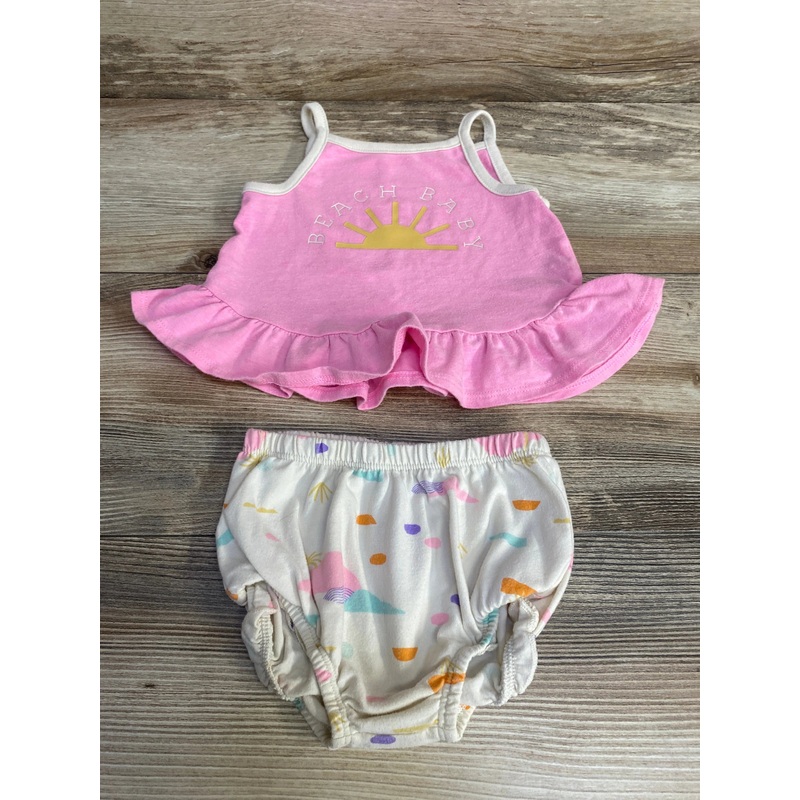 Cat & Jack 2pc Beach Baby Top & Bloomers Pink sz 6-9m Pink 6m