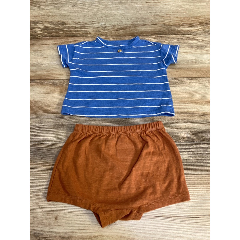 Cat & Jack 2pc Striped Shirt & Shorts Blue sz 6-9m Blue 6m