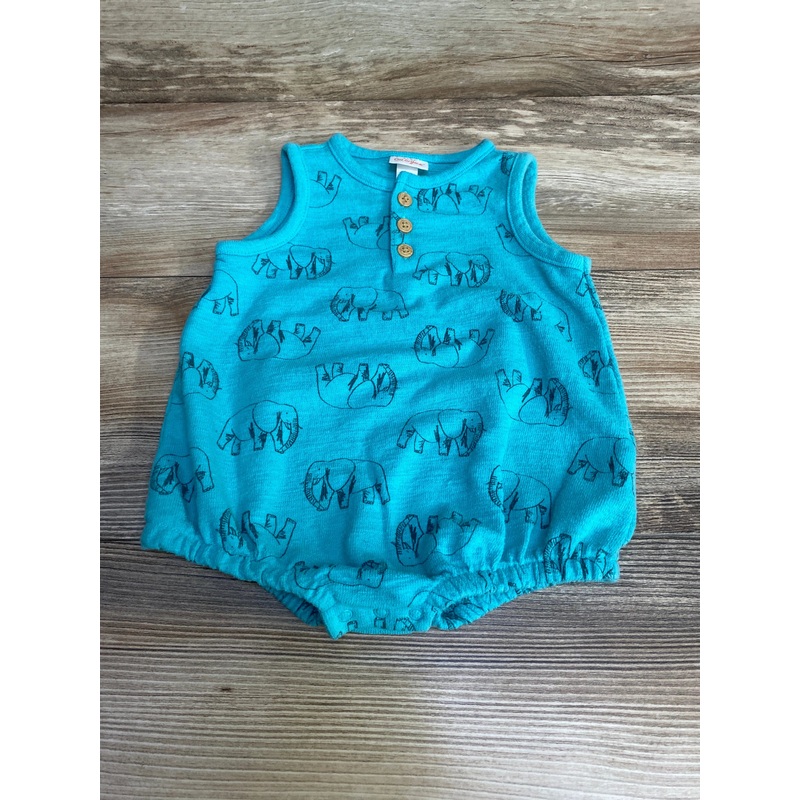 Cat & Jack Elephant Print Henley Romper Blue sz 6-9m Blue 6m