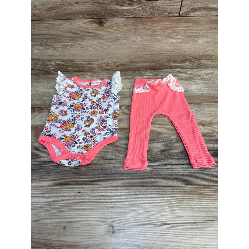 Daisy Fuentes 2pc Floral Bodysuit & Leggings White sz 3-6m White 3m