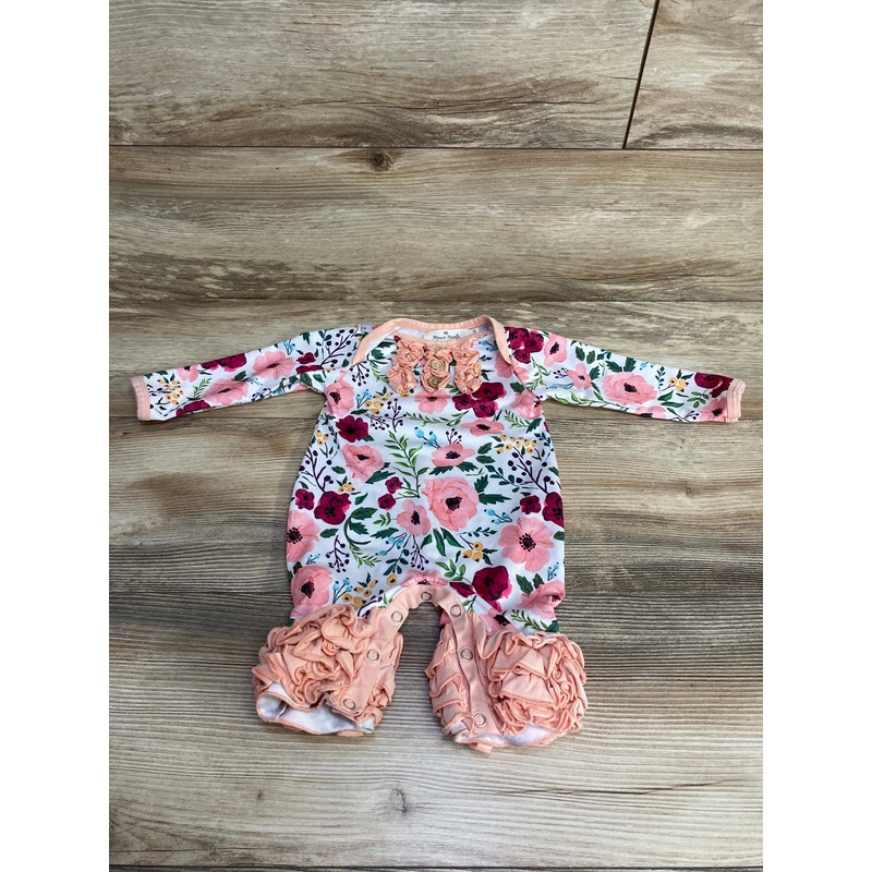 Marie Nicole Ruffle Floral Coverall White sz 0-3m White Newborn
