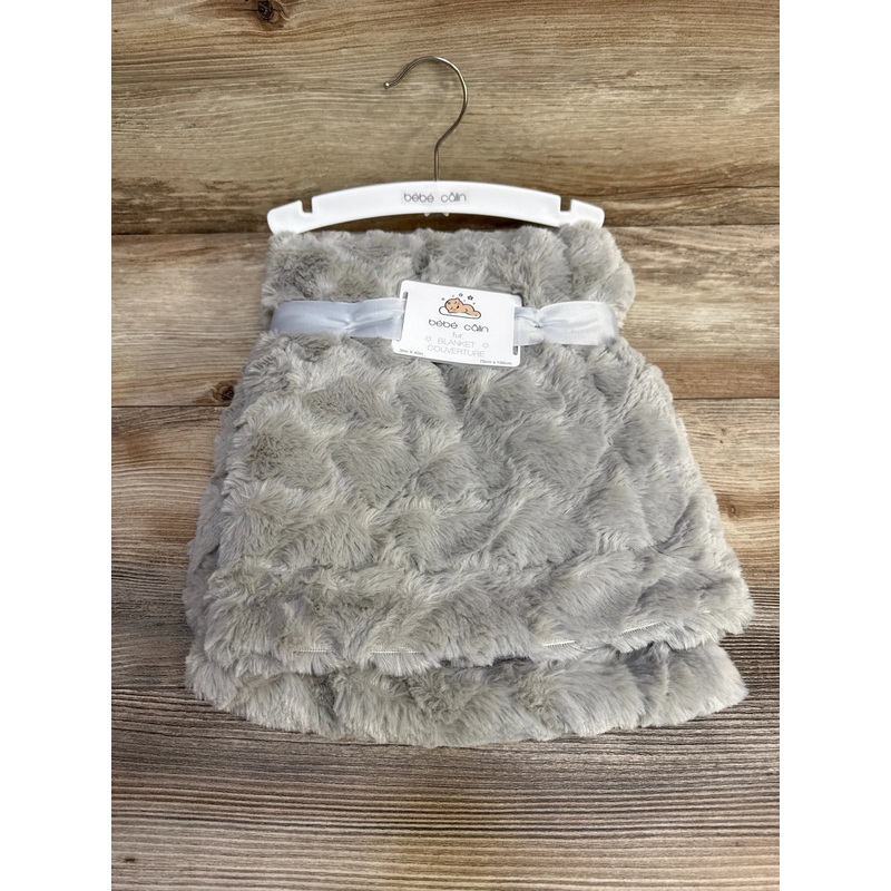 NEW Bebe Calin Faux Fur Blanket, Grey