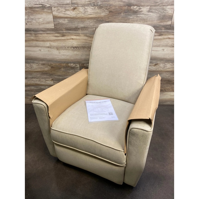 NEW Evolur Harlow Deluxe Upholstered Plush Seating Glider Swivel & Power Recliner, Fawn