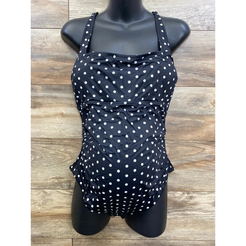 NEW Gap Maternity 1pc Square Neck Polka Dot Swimsuit Black sz XL Black Maternity XL
