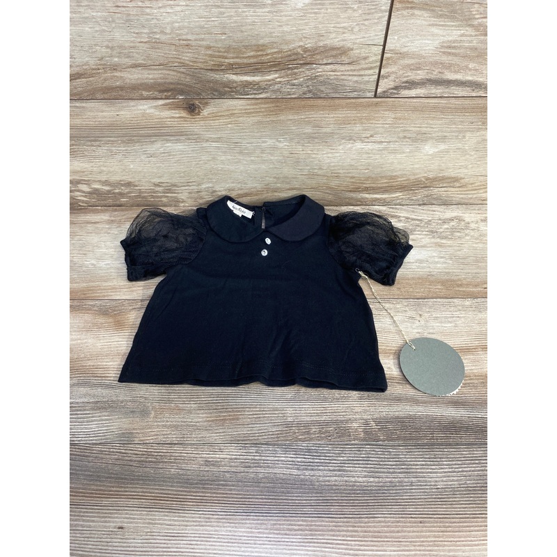 NEW Koochicke Black Tulle Puff Sleeve Top Black sz 18-24m Black 18m