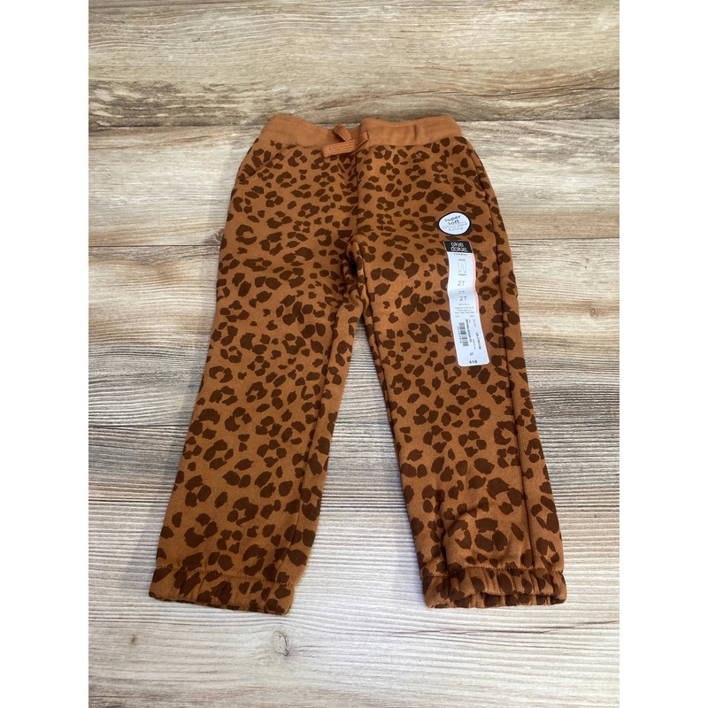 NEW Okie Dokie Brown Leopard Print Jogger Pant sz 2T Brown 2T