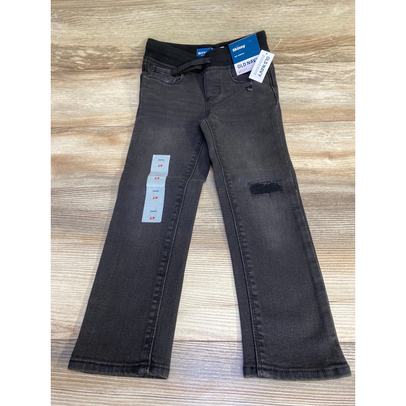 NEW Old Navy Rib-Knit Skinny 360 Stretch Distressed Jeans Black sz 4T Black 4T