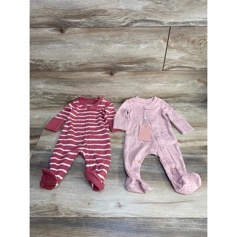 NEW Quince 2pk Stars & Stripes Footie Pink sz 0-3m Pink Newborn