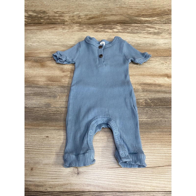 Ribbed Henley Romper Blue sz 3-6m Blue 3m