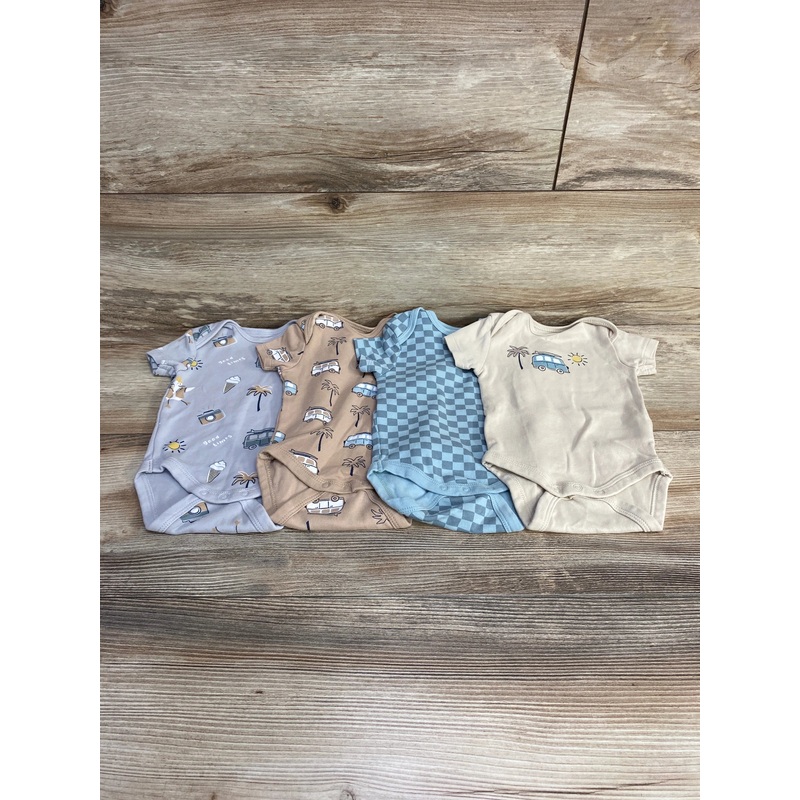 C&A 4pk Short Sleeve Bodysuits sz 2-3m Multicolor Newborn